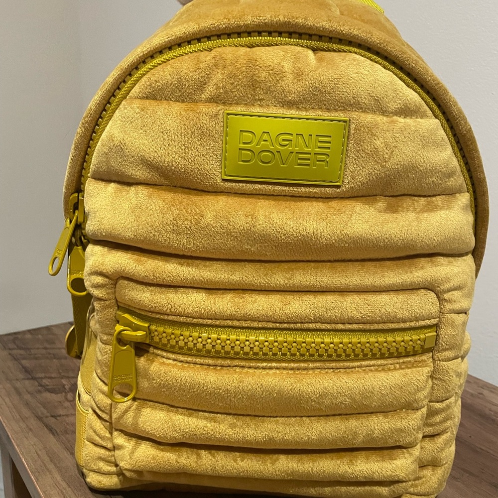 Dagne Dover Small Dakota Backpack In yellow velvet puff